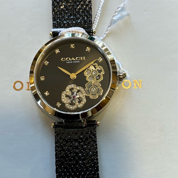Coach Park Carnation Watch With 34mm Black Face & Black MeshBracelet - Picture 1 of 6